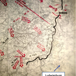 Nach längeren Kämpfen nahmen die US-Truppen am 12. April die zerstörte Stadt Heilbronn ein. Die südlich von den Amerikanern operierenden französischen Truppen stießen an der Enz und in Pforzheim auf  heftigen  Widerstand der Wehrmachtstruppen, der sie vom 8. April bis 18. April nicht vorwärtskommen ließ.